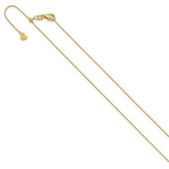 14KT Yellow Gold Adjustable  1mm D/C Cable Chain