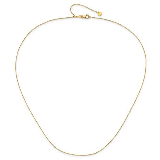 14KT Yellow Gold Adjustable  1mm D/C Cable Chain