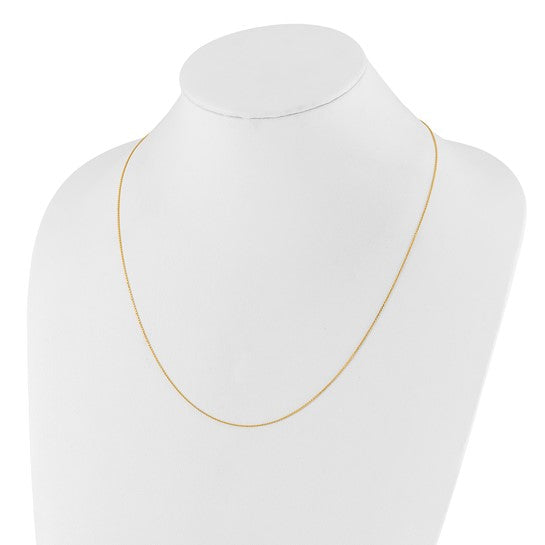 14KT Yellow Gold Adjustable  1mm D/C Cable Chain