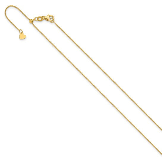 14KT Yellow Gold Adjustable .7mm Round Cable Chain
