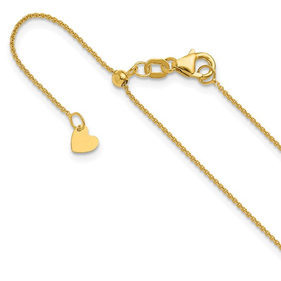 14KT Yellow Gold Adjustable .7mm Round Cable Chain