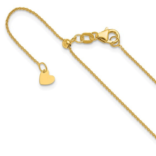 14KT Yellow Gold Adjustable .7mm Round Cable Chain