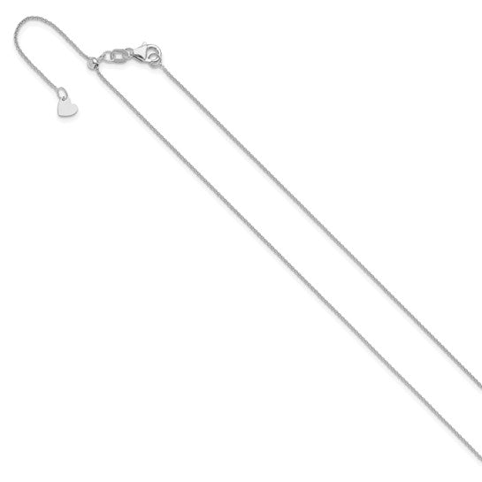 14KT White Gold Adjustable .7mm Round Cable Chain
