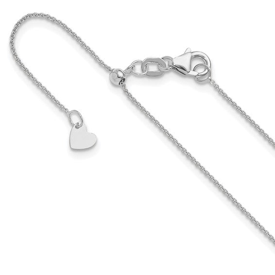 14KT White Gold Adjustable .7mm Round Cable Chain