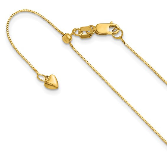 14KT Yellow Gold Adjustable .55mm Baby Box Chain