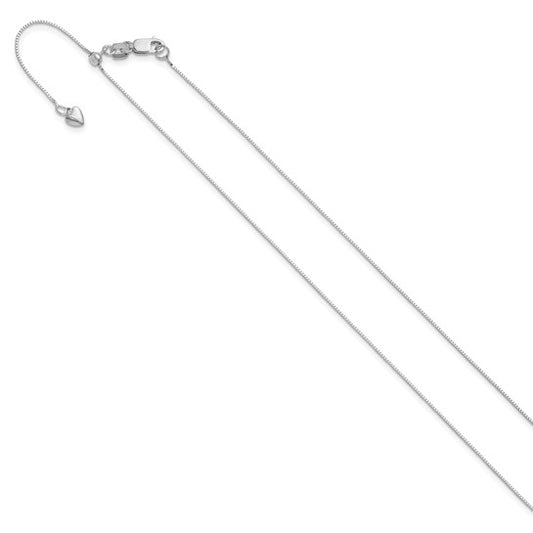 14KT White Gold Adjustable .55mm Baby Box Chain