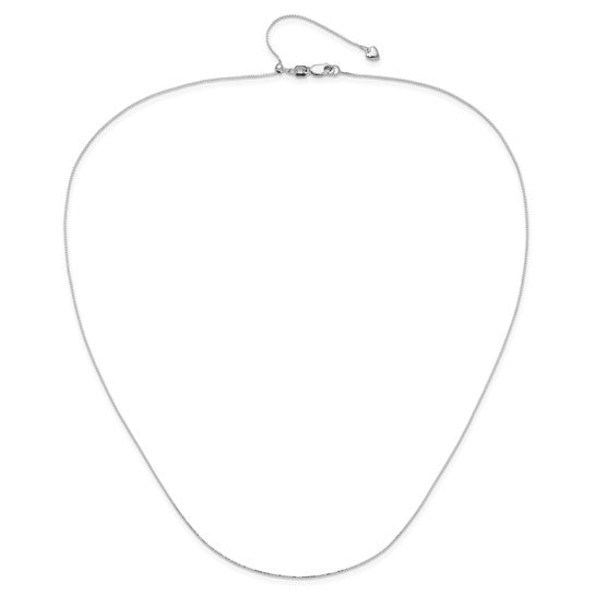 14KT White Gold Adjustable .55mm Baby Box Chain