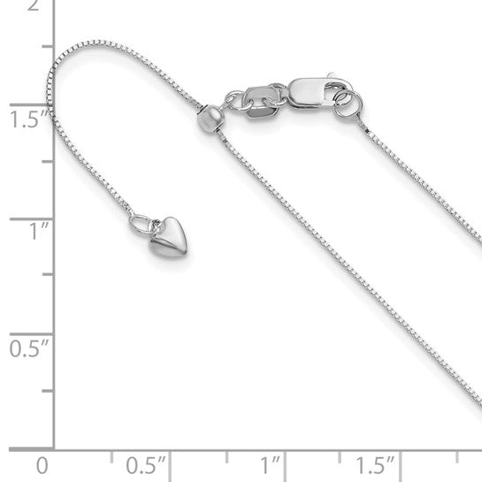 14KT White Gold Adjustable .55mm Baby Box Chain