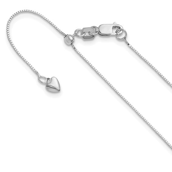 14KT White Gold Adjustable .55mm Baby Box Chain