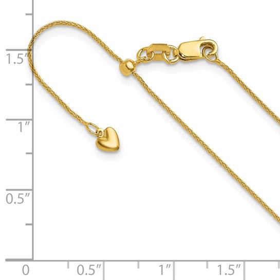 14kt Yellow Gold Adjustable .85mm Wheat Chain