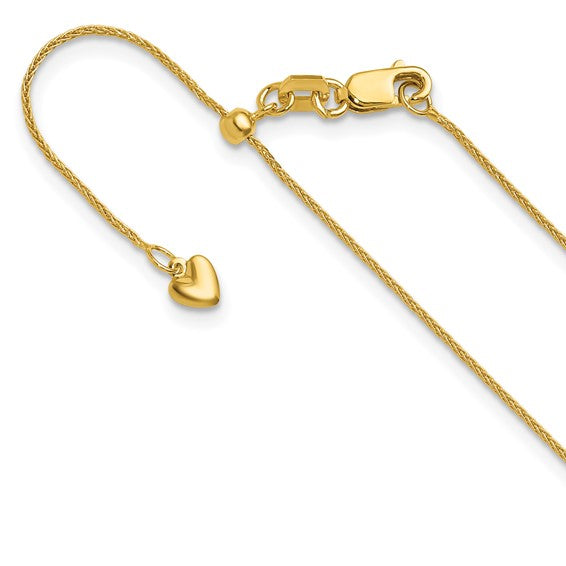 14kt Yellow Gold Adjustable .85mm Wheat Chain