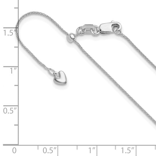 14kt White Gold Adjustable .85mm Wheat Chain