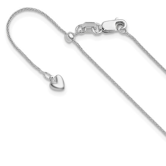 14kt White Gold Adjustable .85mm Wheat Chain