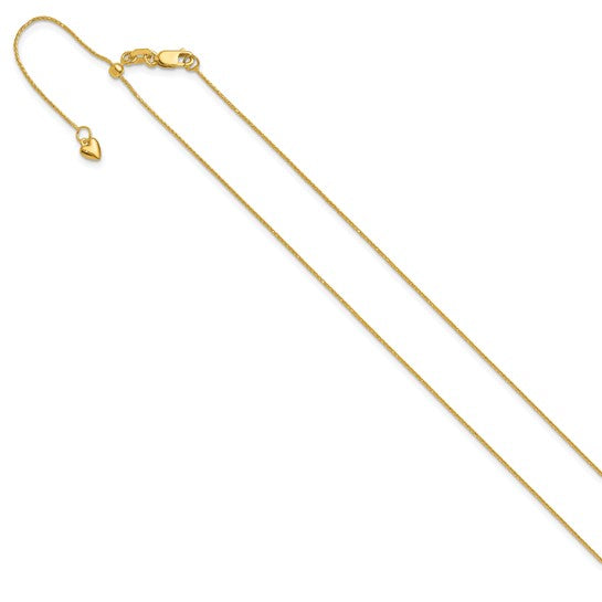 14KT Yellow Gold Adjustable .8mm D/C Wheat Chain