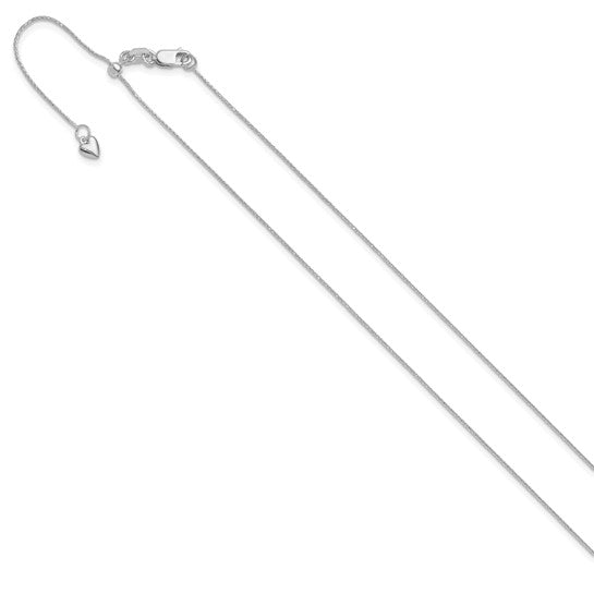 14kt White Gold Adjustable .8mm D/C Wheat Chain