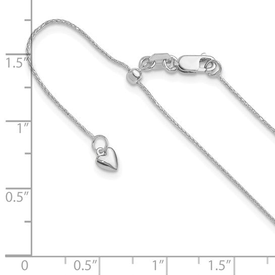 14kt White Gold Adjustable .8mm D/C Wheat Chain