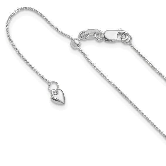 14kt White Gold Adjustable .8mm D/C Wheat Chain
