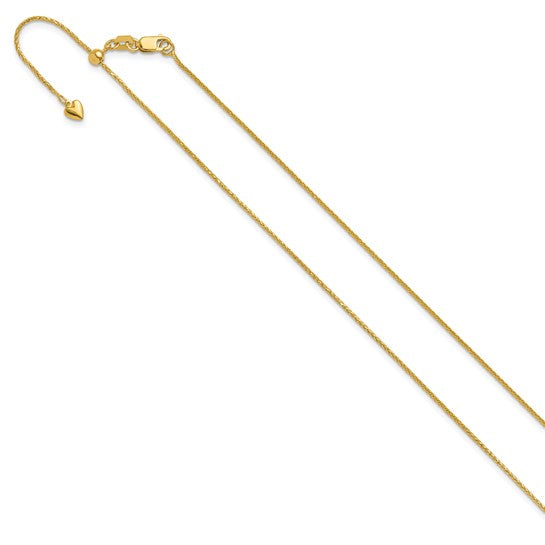 14KT Yellow Gold Adjustable .95mm D/C Wheat Chain