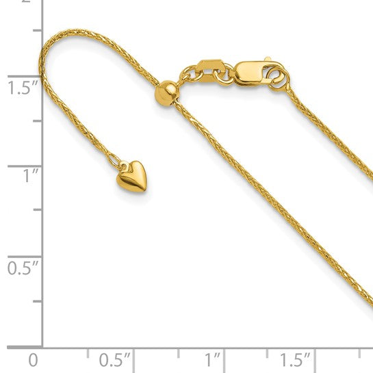 14KT Yellow Gold Adjustable .95mm D/C Wheat Chain