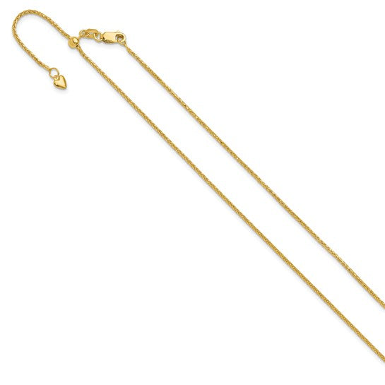 14KT Yellow Gold Adjustable 1.2mm D/C Wheat Chain