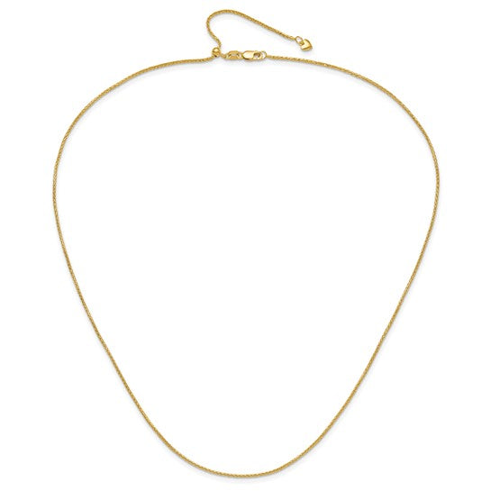 14KT Yellow Gold Adjustable 1.2mm D/C Wheat Chain