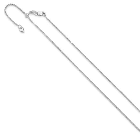 14KT White Gold Adjustable 1.2mm D/C Wheat Chain