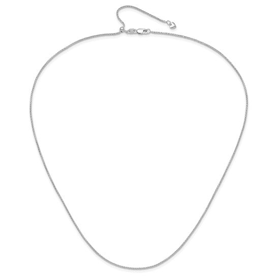 14KT White Gold Adjustable 1.2mm D/C Wheat Chain