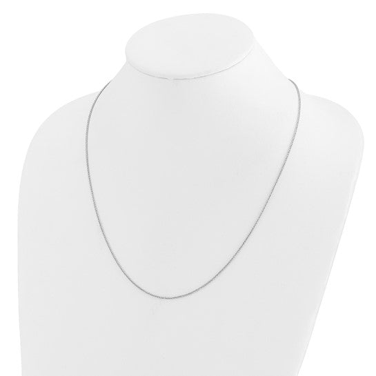 14KT White Gold Adjustable 1.2mm D/C Wheat Chain