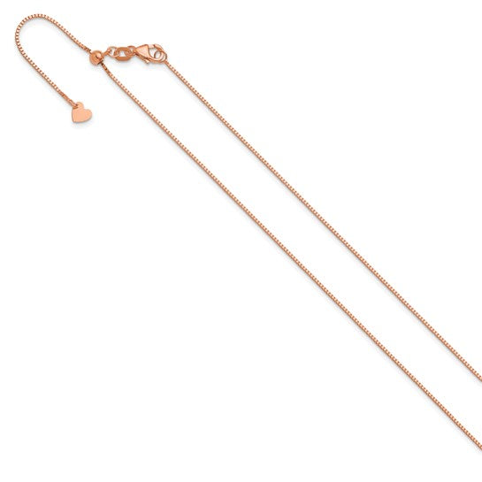 14kt Rose Gold Adjustable .8mm Box Chain