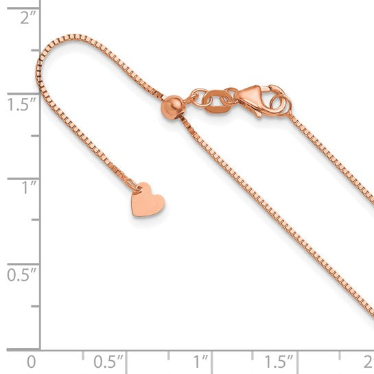 14kt Rose Gold Adjustable .8mm Box Chain