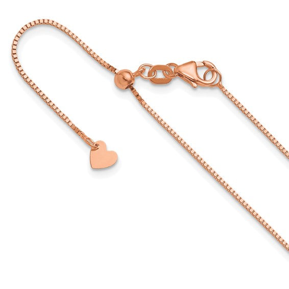 14kt Rose Gold Adjustable .8mm Box Chain