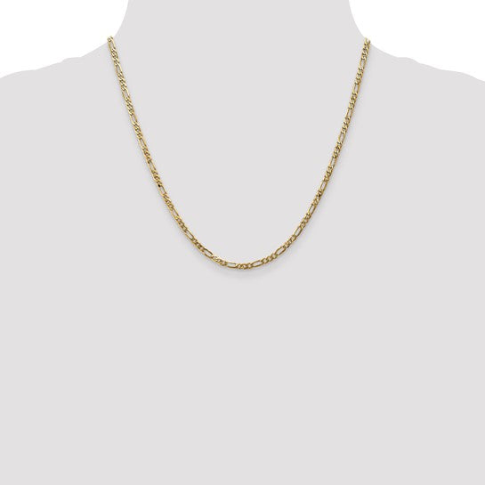 14kt Yellow Gold 3mm Flat Figaro Chain