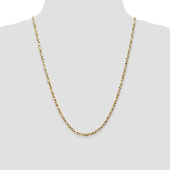14KT Yellow Gold 3mm Flat Figaro Chain