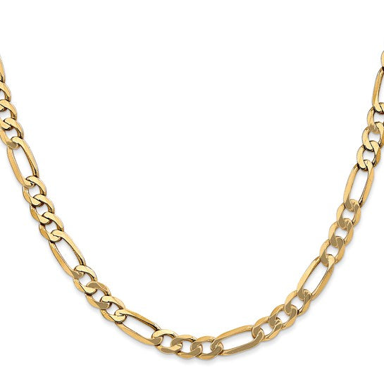 14kt Yellow Gold 5.50mm Flat Figaro Chain