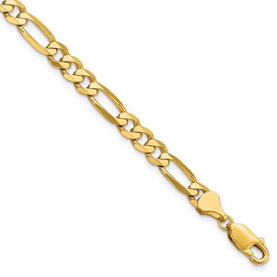 14KT Yellow Gold 5.50mm Flat Figaro Chain