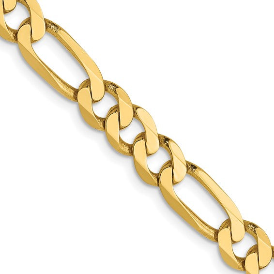14KT Yellow Gold 5.50mm Flat Figaro Chain