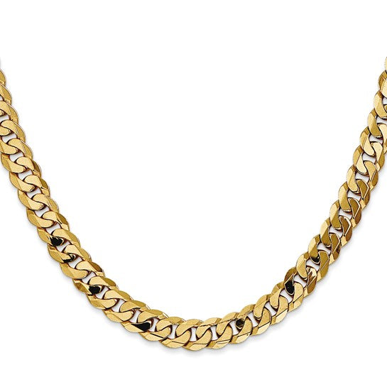 14KT Yellow Gold 7.25mm Flat Beveled Curb Chain