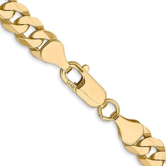 14KT Yellow Gold 7.25mm Flat Beveled Curb Chain