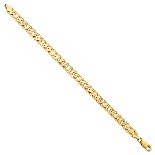 14KT Yellow Gold 7.25mm Flat Beveled Curb Chain