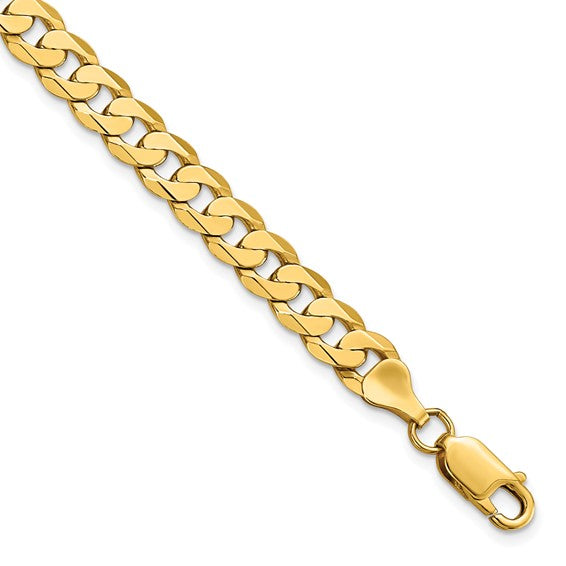 14KT Yellow Gold 7.25mm Flat Beveled Curb Chain