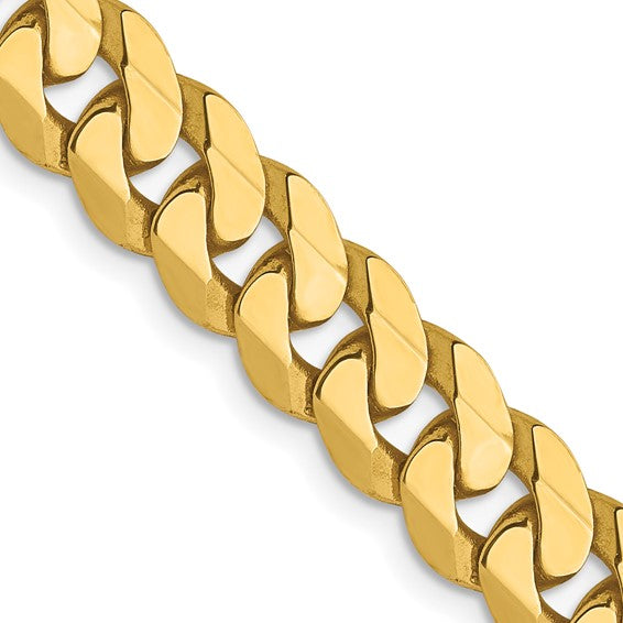 14KT Yellow Gold 7.25mm Flat Beveled Curb Chain