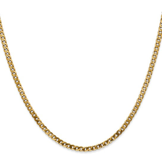 14KT Yellow Gold 2.9mm Flat Beveled Curb Chain