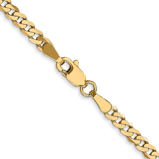 14KT Yellow Gold 2.9mm Flat Beveled Curb Chain