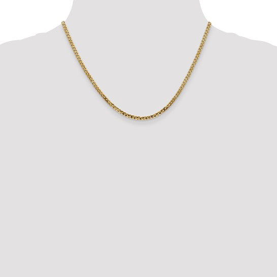 14KT Yellow Gold 2.9mm Flat Beveled Curb Chain