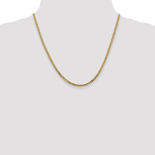14KT Yellow Gold 2.9mm Flat Beveled Curb Chain