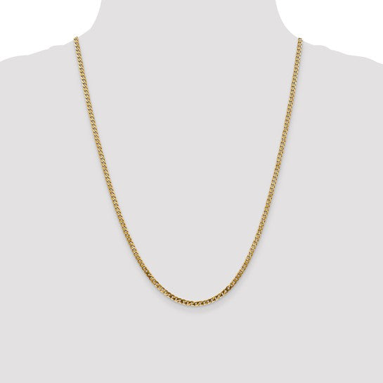 14KT Yellow Gold 2.9mm Flat Beveled Curb Chain
