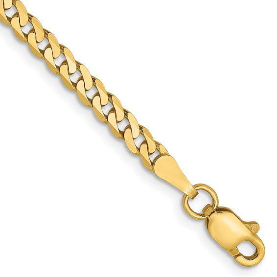14KT Yellow Gold 2.9mm Flat Beveled Curb Chain