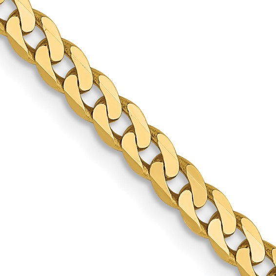 14KT Yellow Gold 2.9mm Flat Beveled Curb Chain