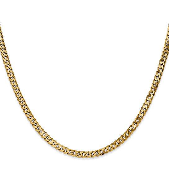 14KT Yellow Gold 3.9mm Flat Beveled Curb Chain