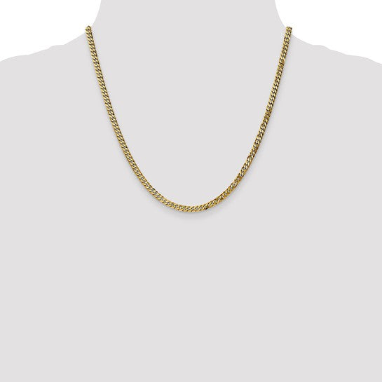 14KT Yellow Gold 3.9mm Flat Beveled Curb Chain